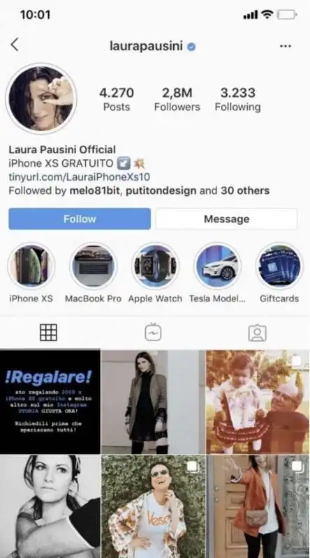 laura pausini regala iphone su instagram 1