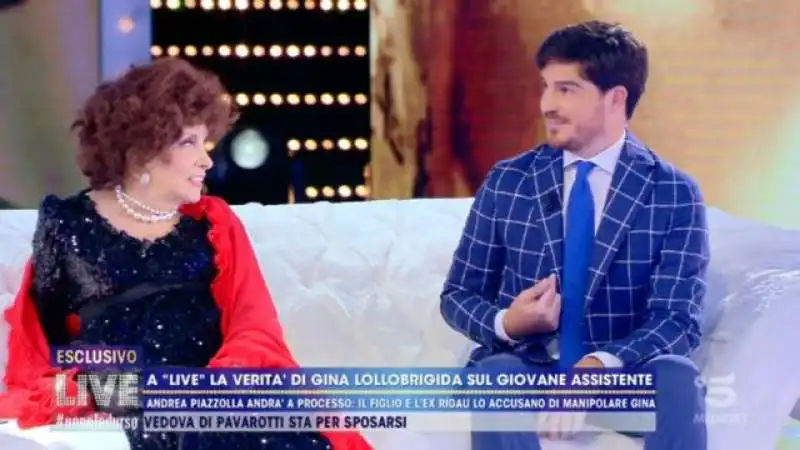 gina lollobrigida e andre piazzolla a live non e' la d'urso 2