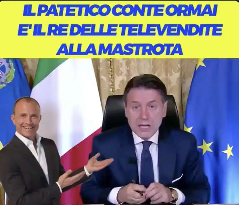 giuseppe conte come mastrota - meme leghista