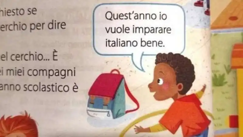 il bambino nero che parla male italiano nel manuale per la seconda elementare