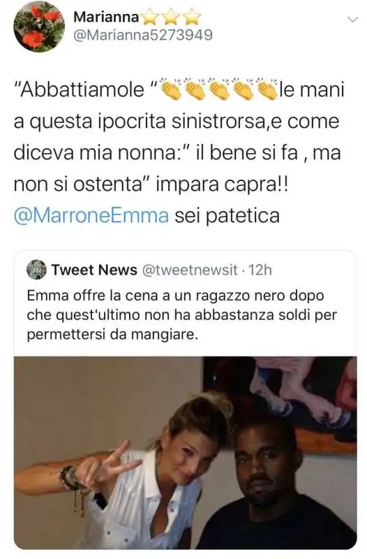 il tweet su emma marrone e kanye west