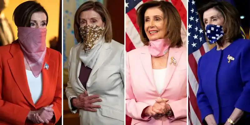 nancy pelosi con mascherina foulard