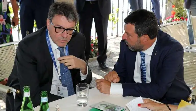 giancarlo giorgetti matteo salvini a cernobbio 