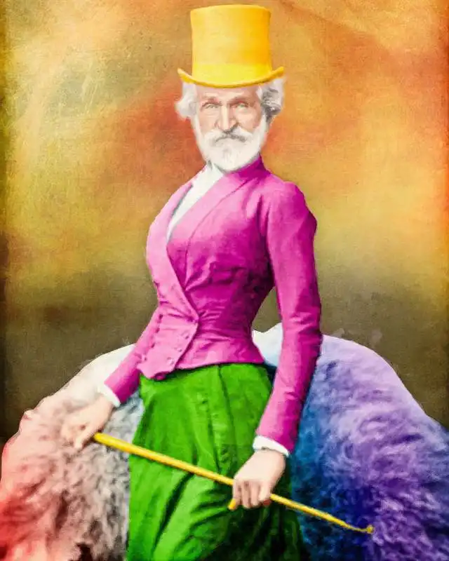 GIUSEPPE VERDI IN VERSIONE TRANS PER IL POSTER  AL FESTIVAL PARMA
