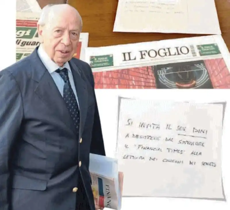 IL FOGLIETTO CON CUI LAMBERTO DINI VIENE INVITATO A NON SOTTRARRE IL FINANCIAL TIMES 