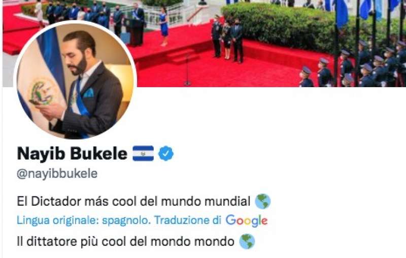 la bio su twitter di nayib bukele