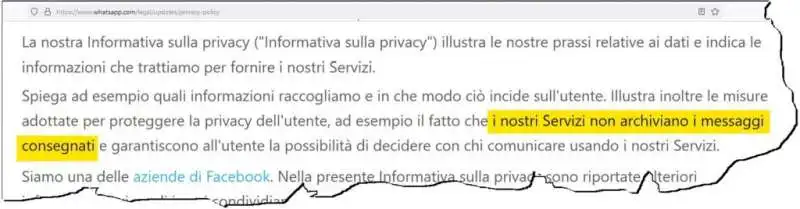 la normativa sulla privacy di whatsapp