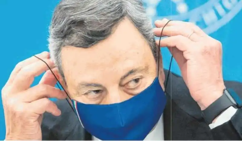 MARIO DRAGHI CON LA MASCHERINA