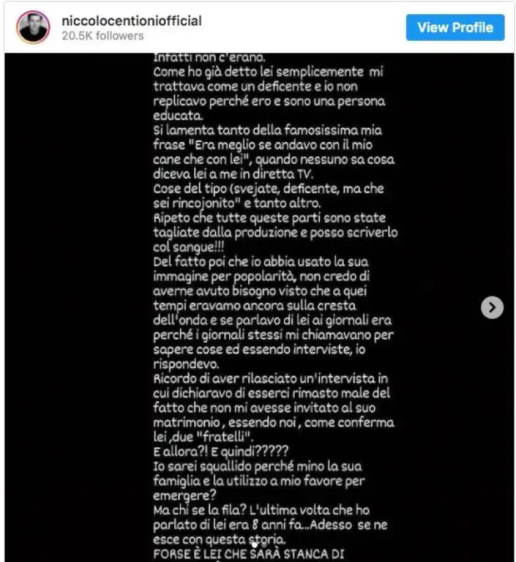 NICCOLO CENTIONI SU INSTAGRAM 1