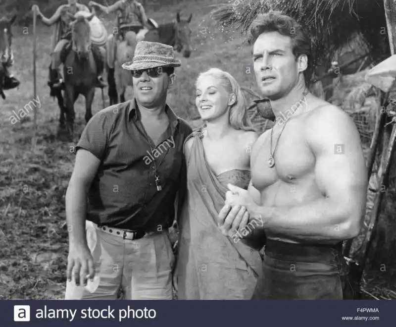 sergio corbucci con virna lisi e steve reeves   romolo e remo 