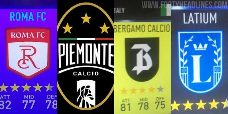 stemmi rome fc zebre bergamo calcio latium fifa 22