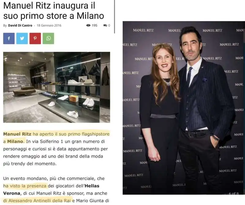 alessandro antinelli all inaugurazione dello store di manuel ritz a milano 