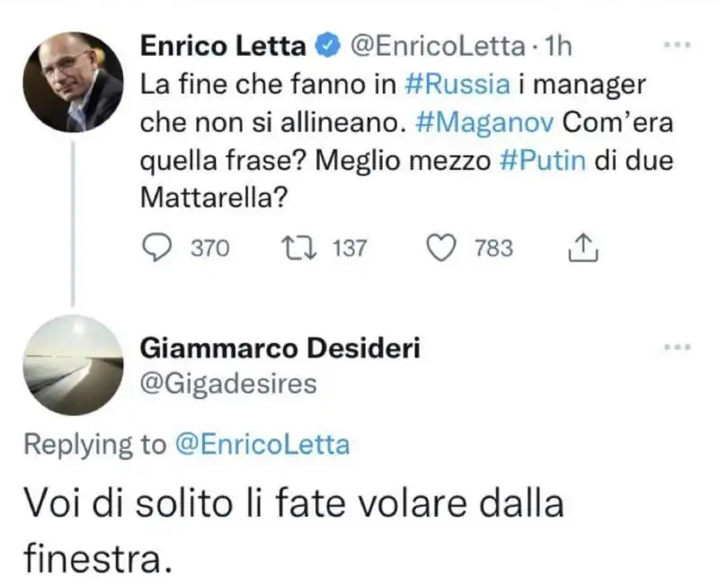 commenti al tweet di enrico letta sulla morte di maganov   7