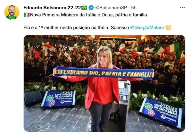 EDUARDO BOLSONARO SI COMPLIMENTA CON GIORGIA MELONI