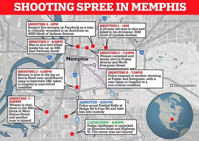 ezekiel kelly spara e uccide 4 persone a memphis 