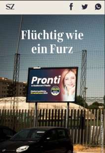 FLUCHTIG WIE EIN FURZ - FUGACE COME UNA SCORREGGIA - L ARTICOLO DI SUDDEUTSCHE ZEITUNG SULLA MELONI