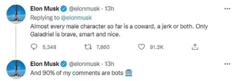 il tweet di elon musk sugli anelli del potere 