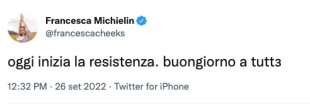 IL TWEET DI FRANCESCA MICHIELIN DOPO LE ELEZIONI