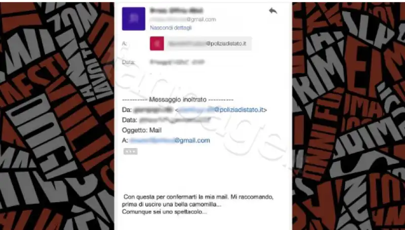 la mail del vice ispettore alla collaboratrice del senatore che ha denunciato abusi