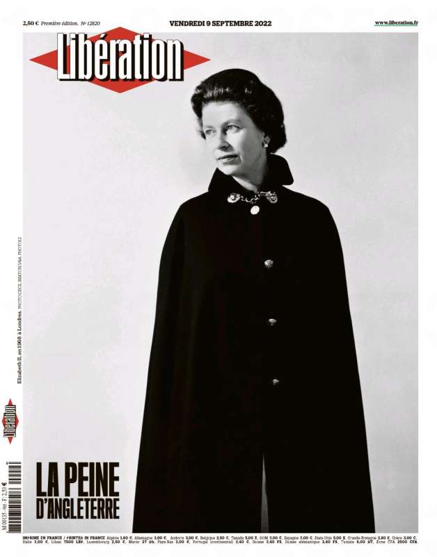 la peine d'angleterre la prima pagina di liberation per la morte della regina