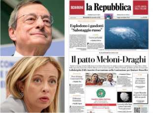 LA PRIMA PAGINA DI REPUBBLICA SUL PATTO DRAGHI MELONI