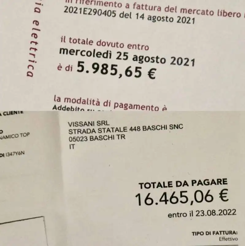 le bollette al ristorante casa vissani 