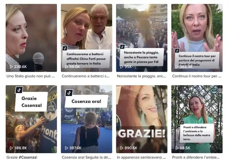 PROFILO TIKTOK DI GIORGIA MELONI