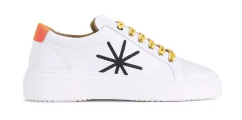 sneaker in pelle con stampa logo 