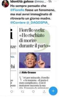 TWEET SU FIORELLO CHE HA RISCHIATO DI MORIRE DI PARTO