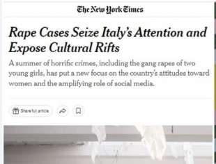 articolo del new york times su stupri e violenze sulla donne in italia