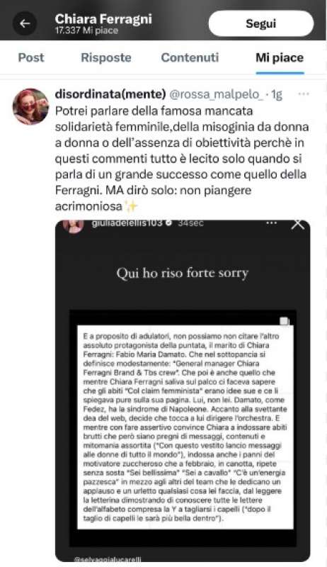 chiara ferragni contro giulia de lellis