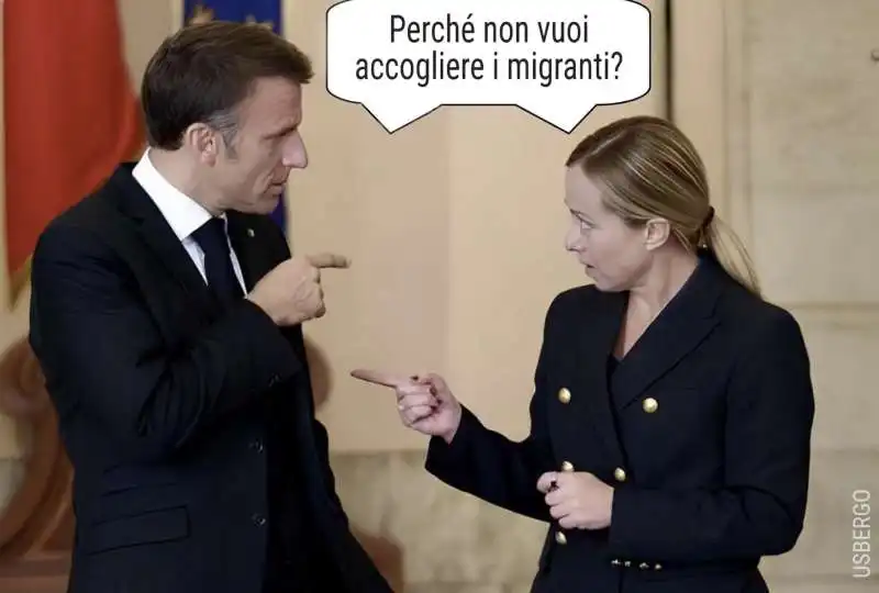 EMMANUEL MACRON - GIORGIA MELONI - MEME BY USBERGO 