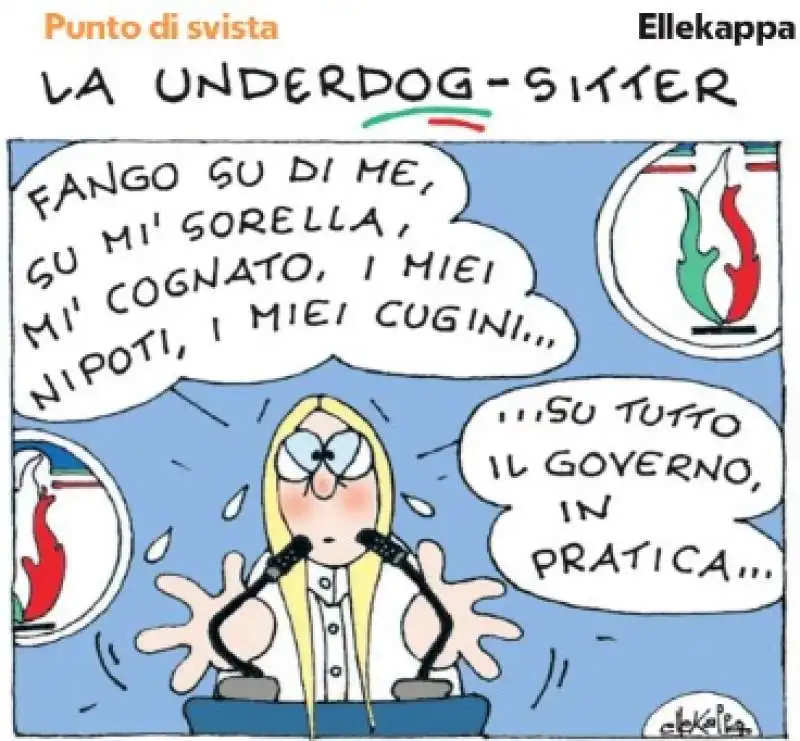 giorgia meloni - la famiglia e fdi - vignetta di ellekappa