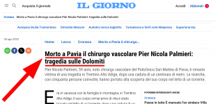 il giorno, morto a pavia, tragedia sulle dolomiti