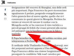 il messaggero, la bandiera (sbagliata) della cina