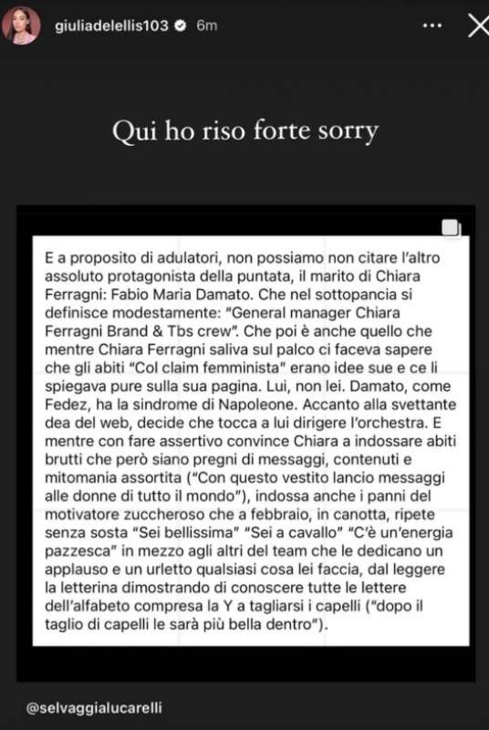 il post di giulia de lellis