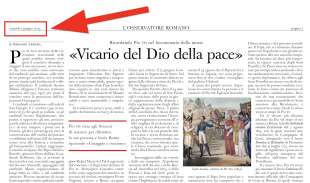 l'osservatore romano, primo articolo su pio vii