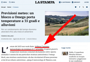 la stampa, autunno terminato il primo settembre