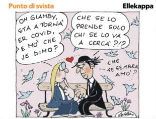 la vignetta di ellekappa su andrea giambruno e giorgia meloni