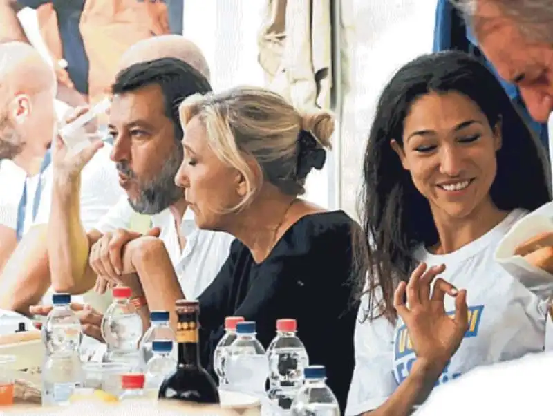 MATTEO SALVINI - MARINE LE PEN - FRANCESCA VERDINI A PONTIDA 2023