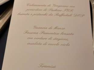 menu della cena di fdi a palazzo brancaccio