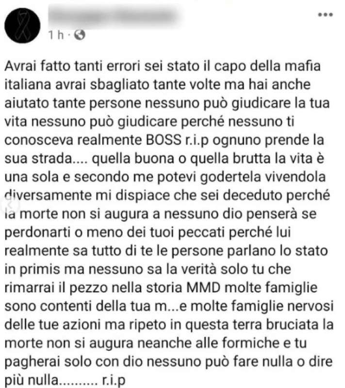 messaggi di cordoglio per matteo messina denaro 5