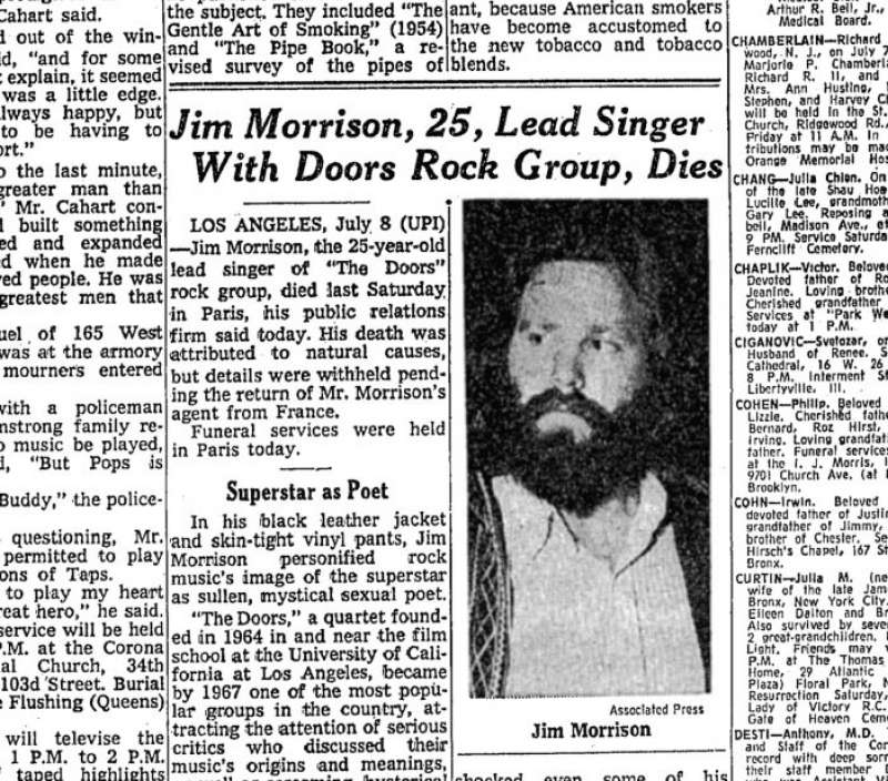 morte jim morrison new york times