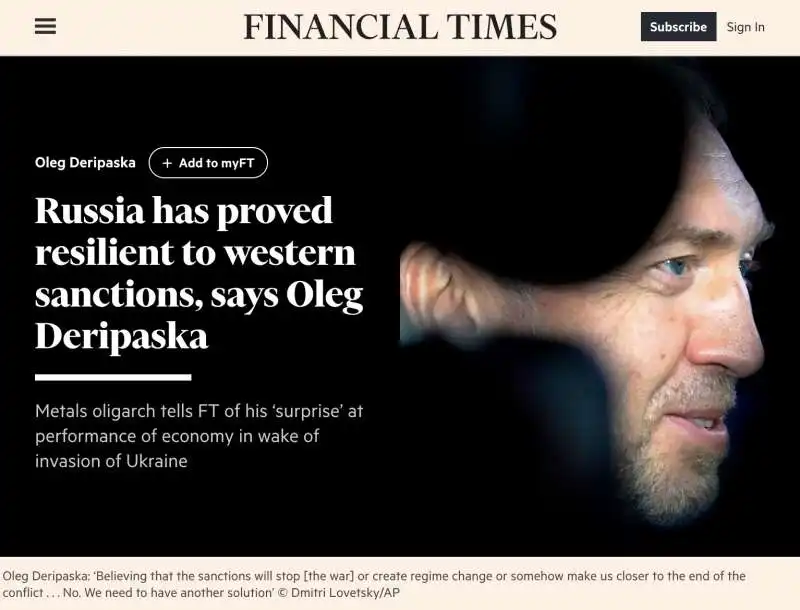 OLEG DERIPASKA SUL FINANCIAL TIMES