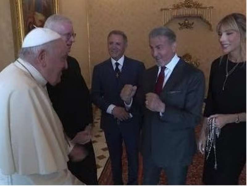 papa francesco e sylvester stallone