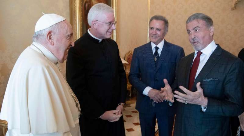 papa francesco e sylvester stallone