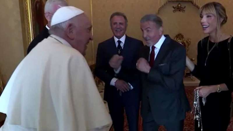 papa francesco e sylvester stallone