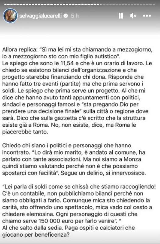 SELVAGGIA LUCARELLI SULLA PARTITA ORGANIZZATA IN ONORE DI GIANLUCA VIALLI