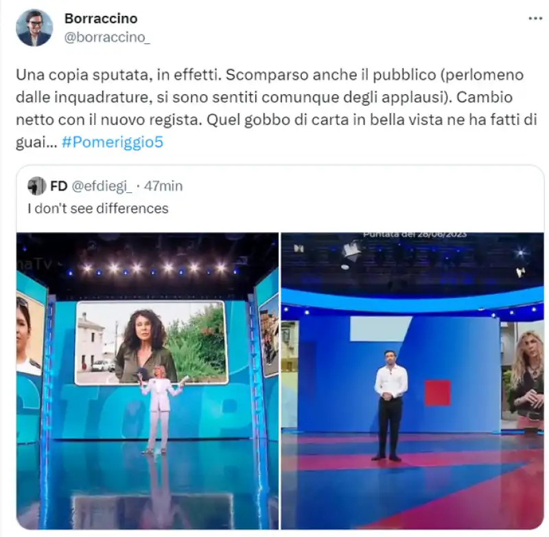 tweet su myrta merlino e alberto matano - pomeriggio 5