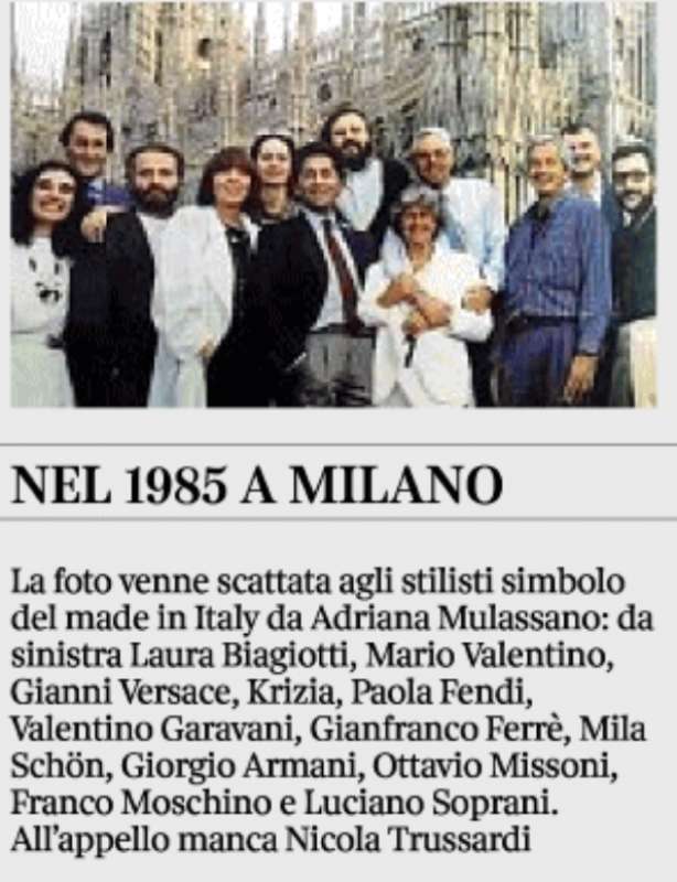 1985 - LA FOTO DEI PIU GRANDI STILISTI ITALIANI